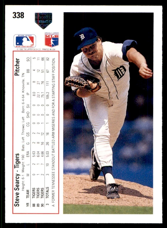 1991 Upper Deck Steve Searcy Detroit Tigers #338 - Image 2 of 2