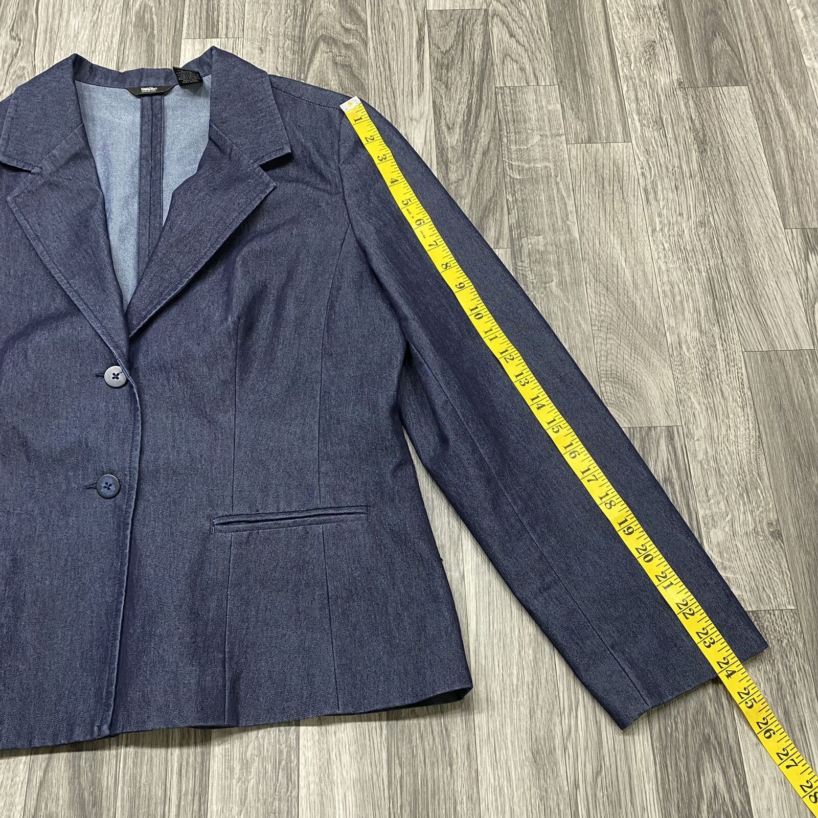 MOSSIMO Button Front Collared Blue Denim Blazer S… - image 11