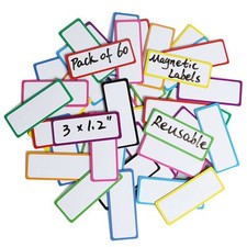 60 Pcs Magnetic Dry Erase Labels for Classroom Home Office Garage Refrigerator