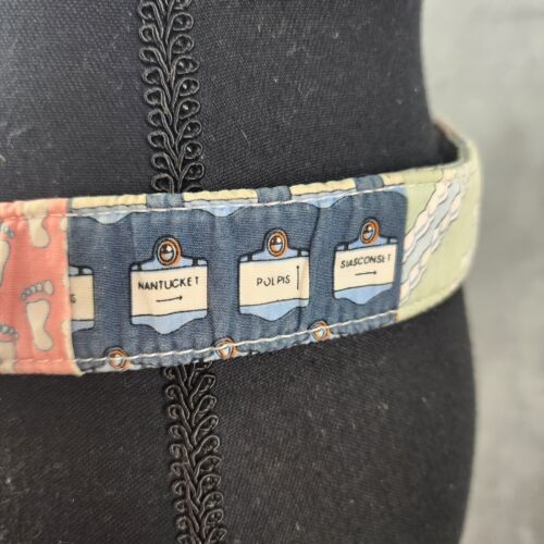 Vineyard Vines Patchwork Belt MEDIUM Shep & Ian Double D Ring Buckle Cotton - Picture 4 of 11