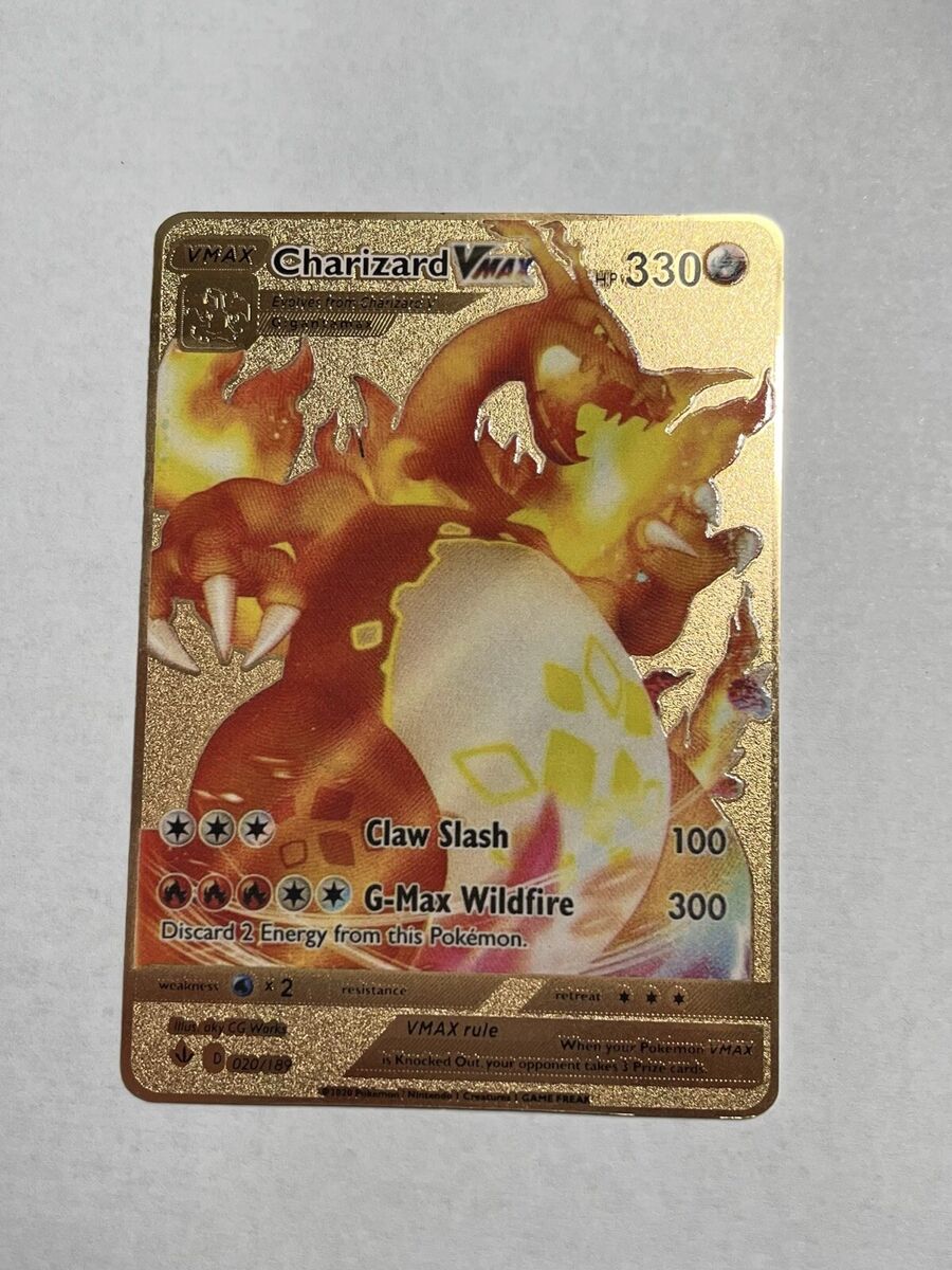 Charizard VMAX Gold Metal Pokemon Display Card HP330 074/073 Charizard VMAX Gold Metal Pokemon Display Card HP330 074/073