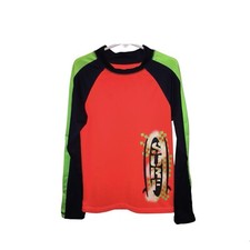 Children s Place Swim Sun Shirt Boys Size 7-8 Neon Orange Sleeve Surf Graphic