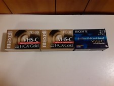 3 New Sealed VHS-C Camcorder Tapes Maxell Sony