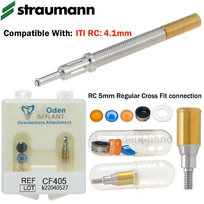 Dental Overdenture Abutment 5.0mm & Implant Retention Caps Tool fit Straumann RC