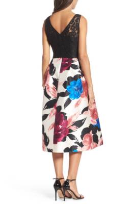 ellen tracy lace dress NWT ELLEN TRACY Navy Brown Lace Overlay Belt Full Skirt Dress 8 Misses MSRP $128