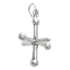 Toy Jack Jacks Jax Knucklebones Game 3D 925 Solid Sterling Silver Charm Pendant