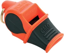 Fox 40 Sonik Blast CMG Whistle Orange Cushioned Mouth Self-Clears Chamber Water