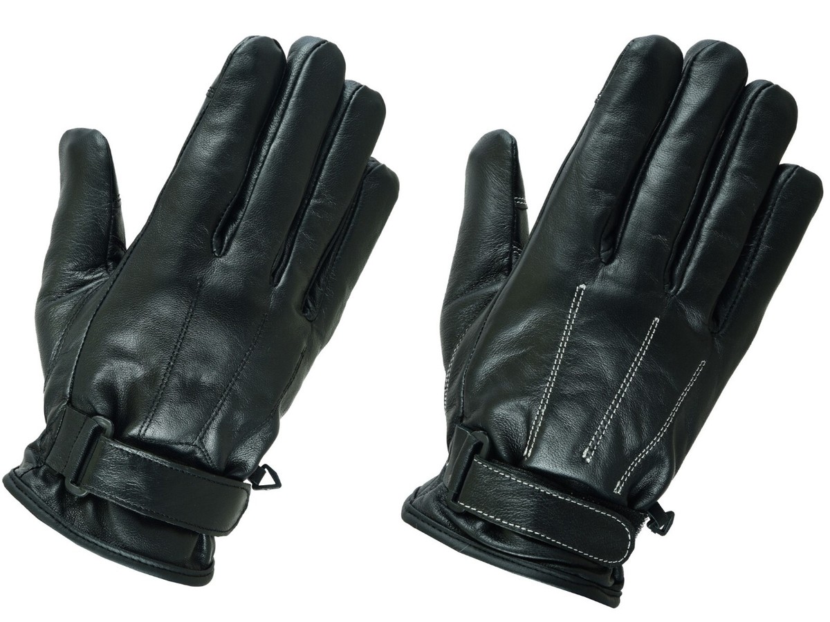 New Mens Leather Gloves Black Touch Screen Winter Gloves Sheep