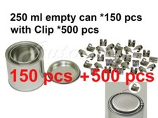 1/2 pint, 250 ml Empty Metal Paint Can 150 Cans and Lids with Lock Clips 500pc