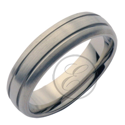 Ehering Band 6 mm gerillt Titan Hofform