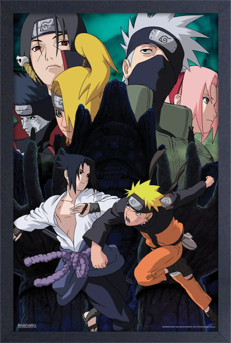 NARUTO - SASUKE NARUTO FIGHT 12x18 FRAMED GELCOAT POSTER JAPANESE