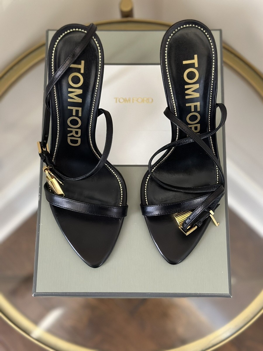 サンダル・ミュール TOM FORD THE PADLOCK LEATHER SANDALS Tom Ford Padlock 105mm Sandals Size 39 100% Authentic shiny
