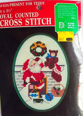 Designs for the Needle 4114 Present For Teddy Counted Cross Stitch Kit 1987 New