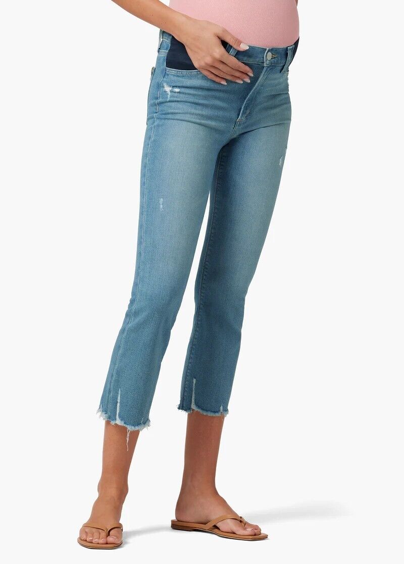 JOE'S JEANS MATERNITY FLAWLESS THE CALLIE HIGH-RISE CROPPED BOOTCUT RAW HEM 30