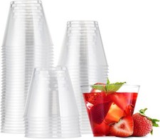 60 Clear Hard Plastic Party Cups for Drinks, Cocktails, Desserts - 255ml