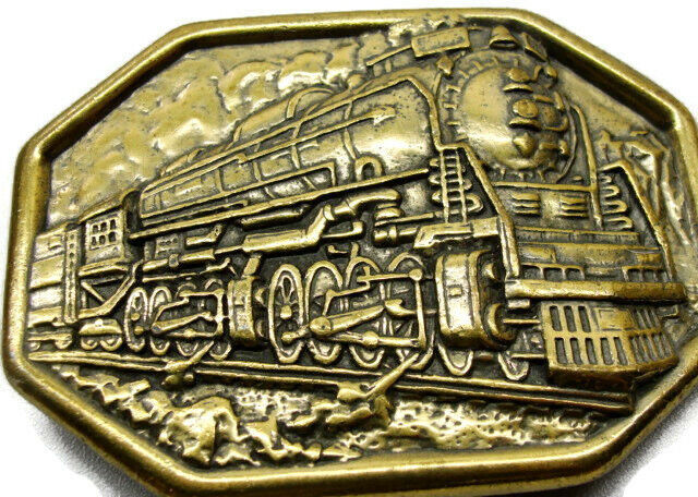 1985 Avon Steam Engine Locomotive Train Railroad RR Brass Vintage Belt Buckle