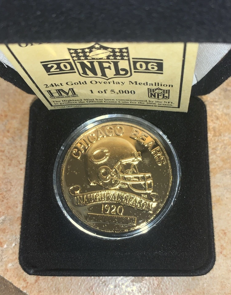 Chicago Bears 2006 Highland Mint Game Coin 24k Overlay Gold. 1 Of 5000 - Image 2 of 3