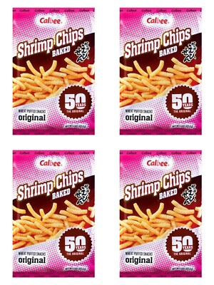 Shrimp Chips Original Flavor- Crispy Snack, Japanese Snack (4oz) - 4 Packs