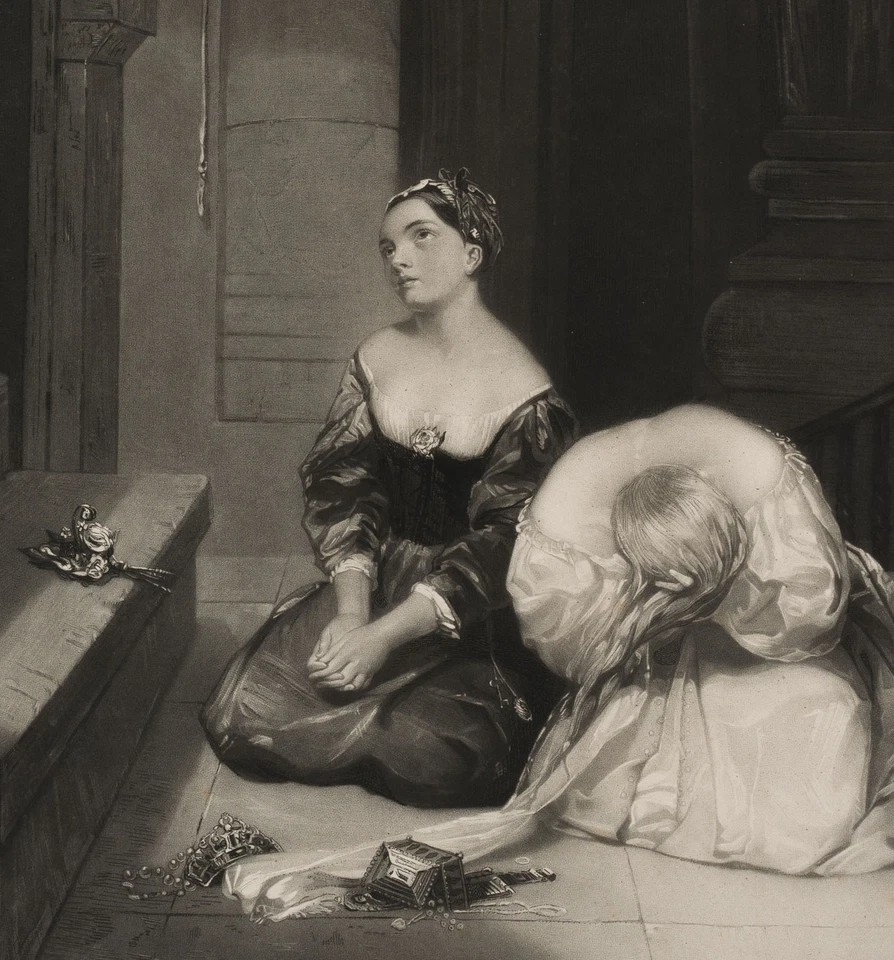 EGAN (*1799) nach HERBERT (*1810), Schuld und Unschuld,  1835, Mezzotinto - Bild 4 von 4