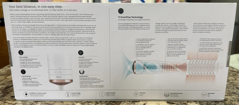 Cepillo de Aire T3 Redondo Un Paso Voluminizador Cepillo de Secado por Soplado Ceragloss 3 Calor Auténtico Foto 3 de 4