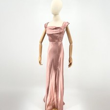 Birdy Grey Blush Pink Satin Thigh Slit Formal Gown