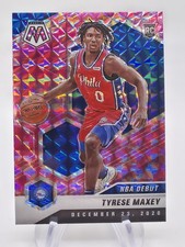 2020-21 Panini Mosaic NBA Debut Tyrese Maxey Rookie Pink Camo Prizm #263 76ers 