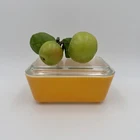 Vintage 1960’s Pyrex Citrus Orange 502 1-1/2 PT Refrigerator Dish Ribbed Lid EUC