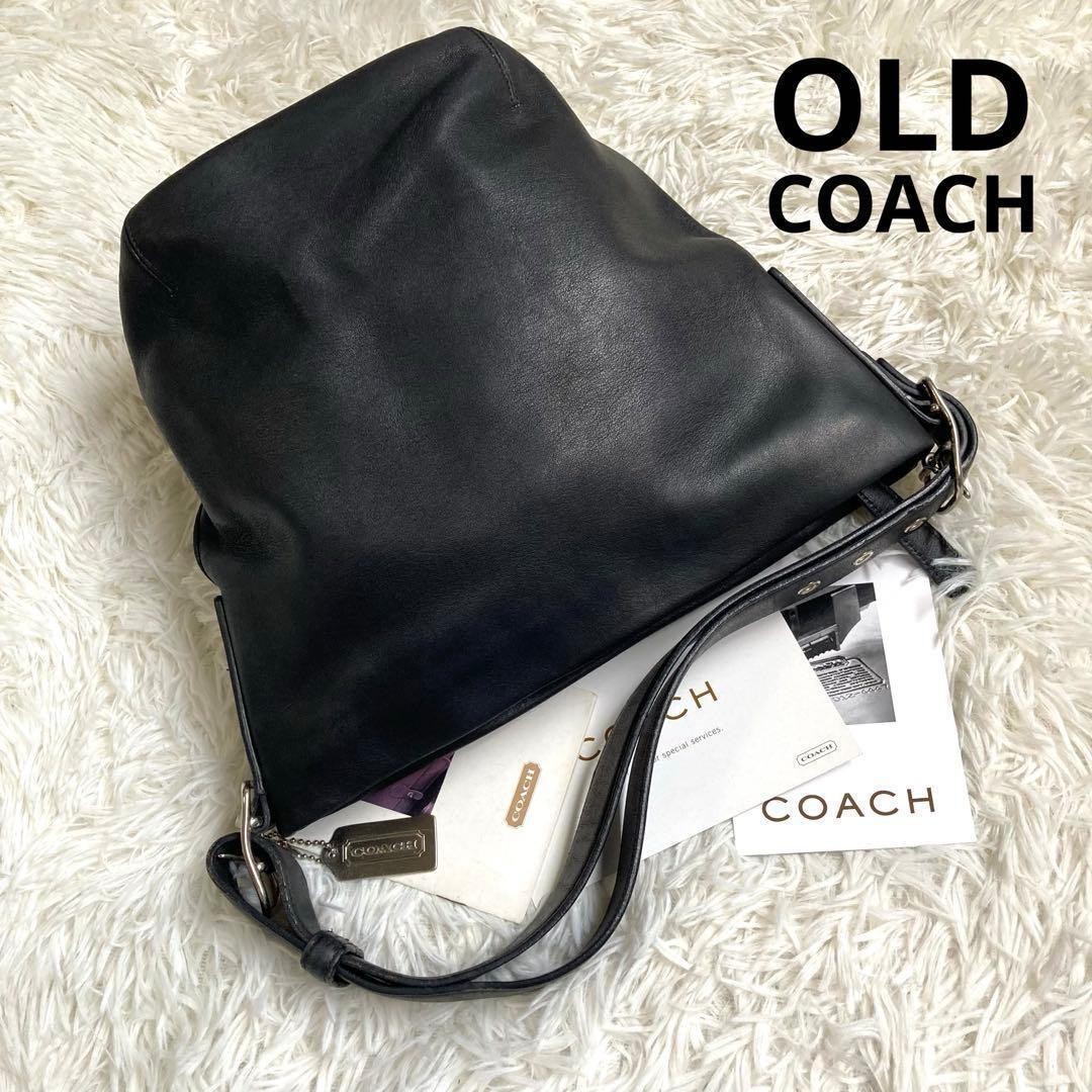 Coach Women's Shoulder Bag Handbag Purse Black Leather Solid Used Bag