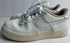 Nike Air Force 1 Low Top Sneakers,Youth Sz 5Y W Sz 6.5, White Leather,314192-117