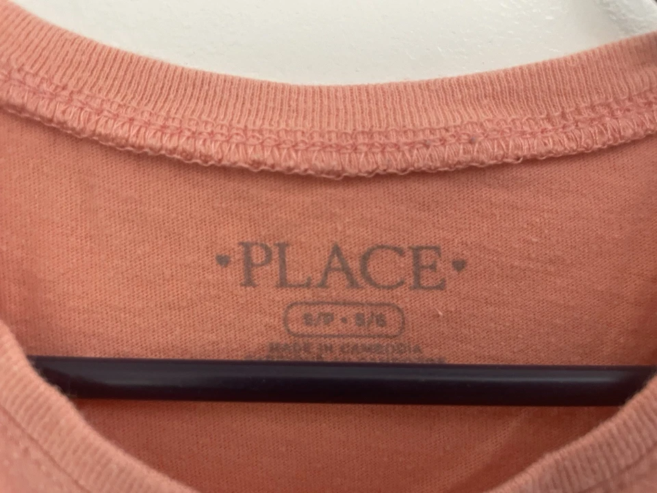 TCP Kid Girl Gold Glitter Hummingbird 100% Cotton Short Sleeve Shirt Peach S 5/6 - Image 2 of 4