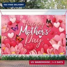 Large Happy Mother's Day Banner Decorations Mothers Day Flag Outdoor 71x44 Inch,