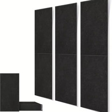 6 Pack Black Acoustic Wall Panels Sound Absorbing Soundproof Felt Tiles for Stud