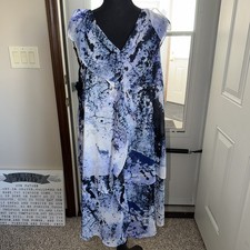 Sleeveless Dress Medium Simply Vera Vera Wang Multi Blue 100% polyester