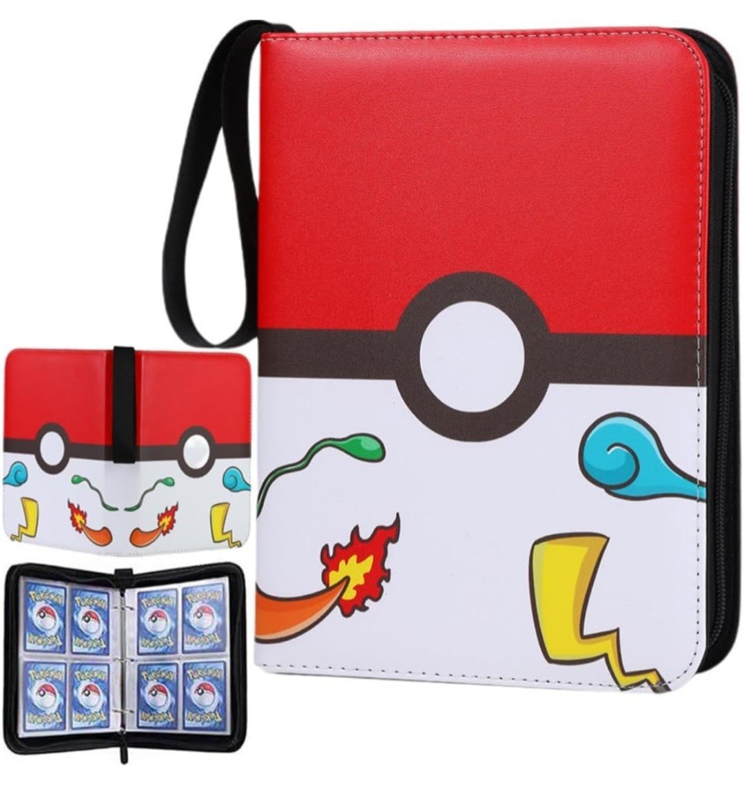 xl pokemon card binder 4 Pocket, Trading Card Holder Fits 400 Cards With 50 Removable Sleeves, Portable Collection Card Ablum, Game Card Case book With Zipper for Gift, Red : Toys & Games in a sleek red hue LIMSTDIC Card Binder for Pokemon