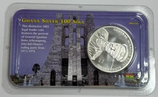 2002 Ghana 100 Sika General Acheampong Uncirculated 31.06 grams .925 Silver