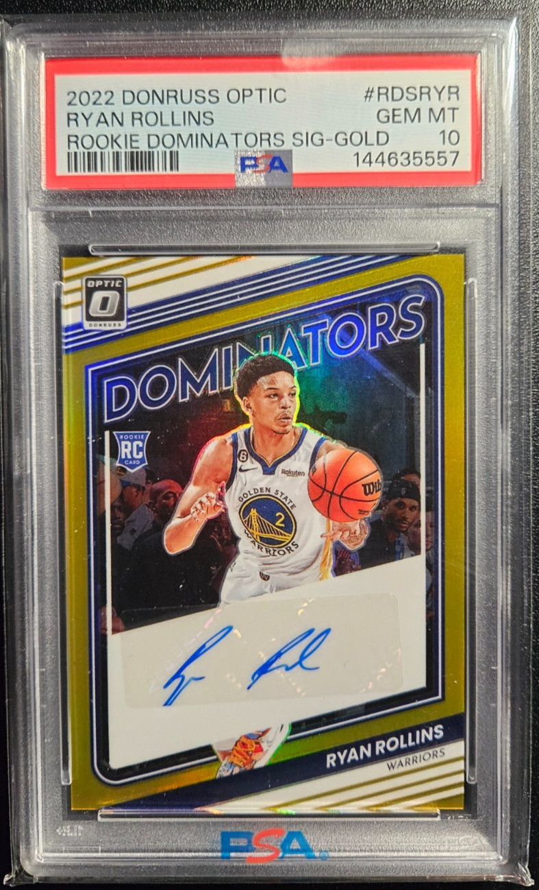 2022-23 Optic Dominators Ryan Rollins Rookie Auto Gold Prizm /10 PSA 10 GEM MINT