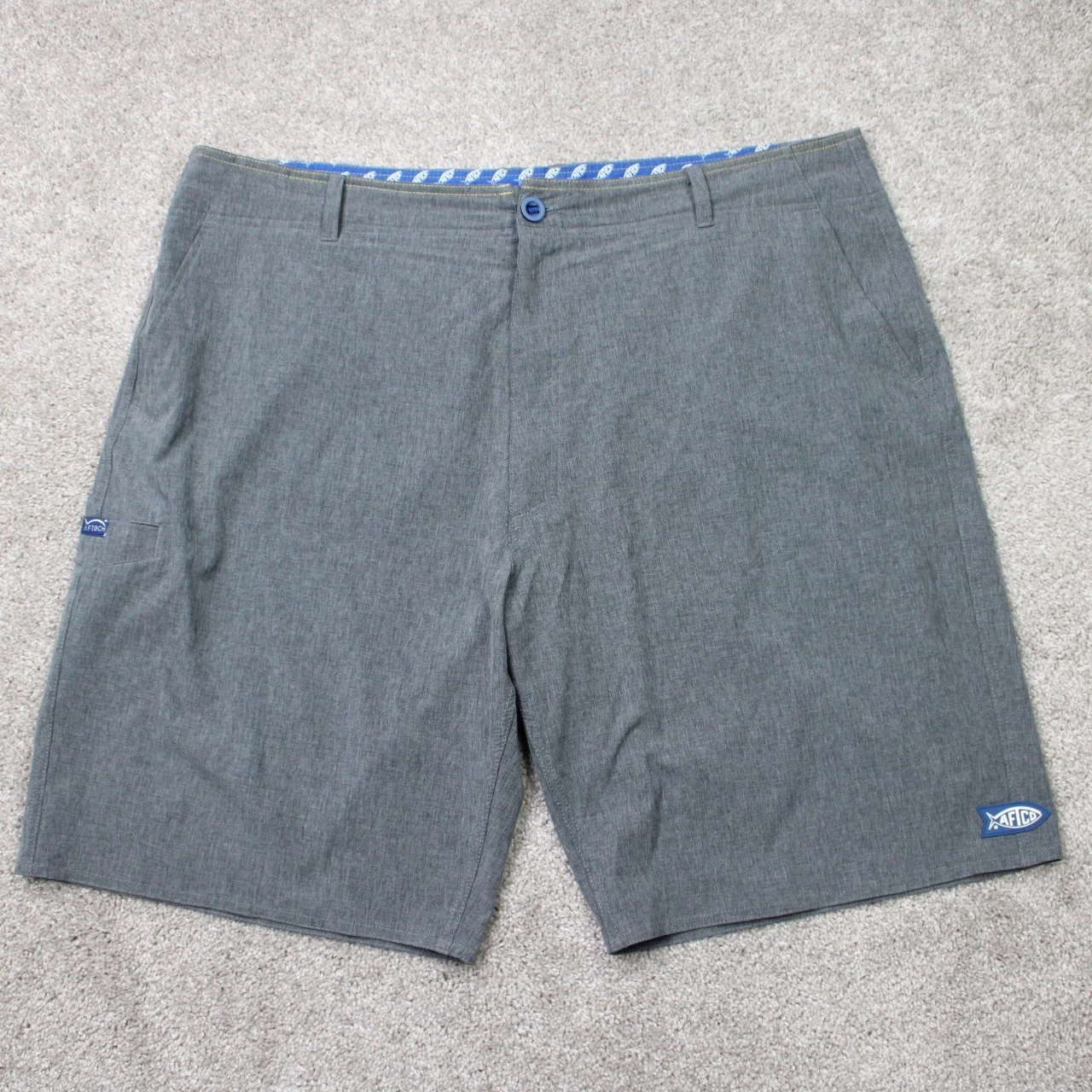 AFTCO Shorts Mens 40 Gray 10" Cargo Performance Fishing Polyester Stretch Tech