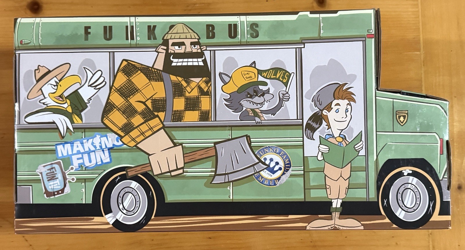 Funko Camp Fundays SDCC 2023 Green School Bus Box of Fun EMPTY BUS DISPLAY BOX