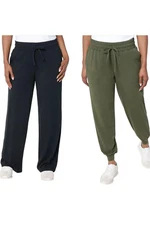 AnyBody Women's 2-Pack Cozy Knit Pants Black/Thyme