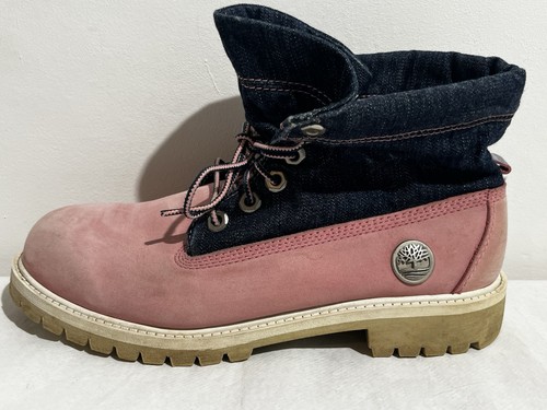 Timberland Roll Top Botas Reino Unido 5.5 Rosa Nubuck Azul Denim Con Cordones - Imagen 13 de 21