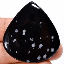 Natural Snowflake Obsidian Pear Shape Cabochon Gemstone 58.5 Ct 38X35X6mm A21196