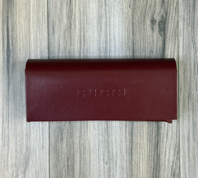 Gucci Rosso Ancora Burgundy Leather Foldable Glasses Case & Embossed Cloth NEW