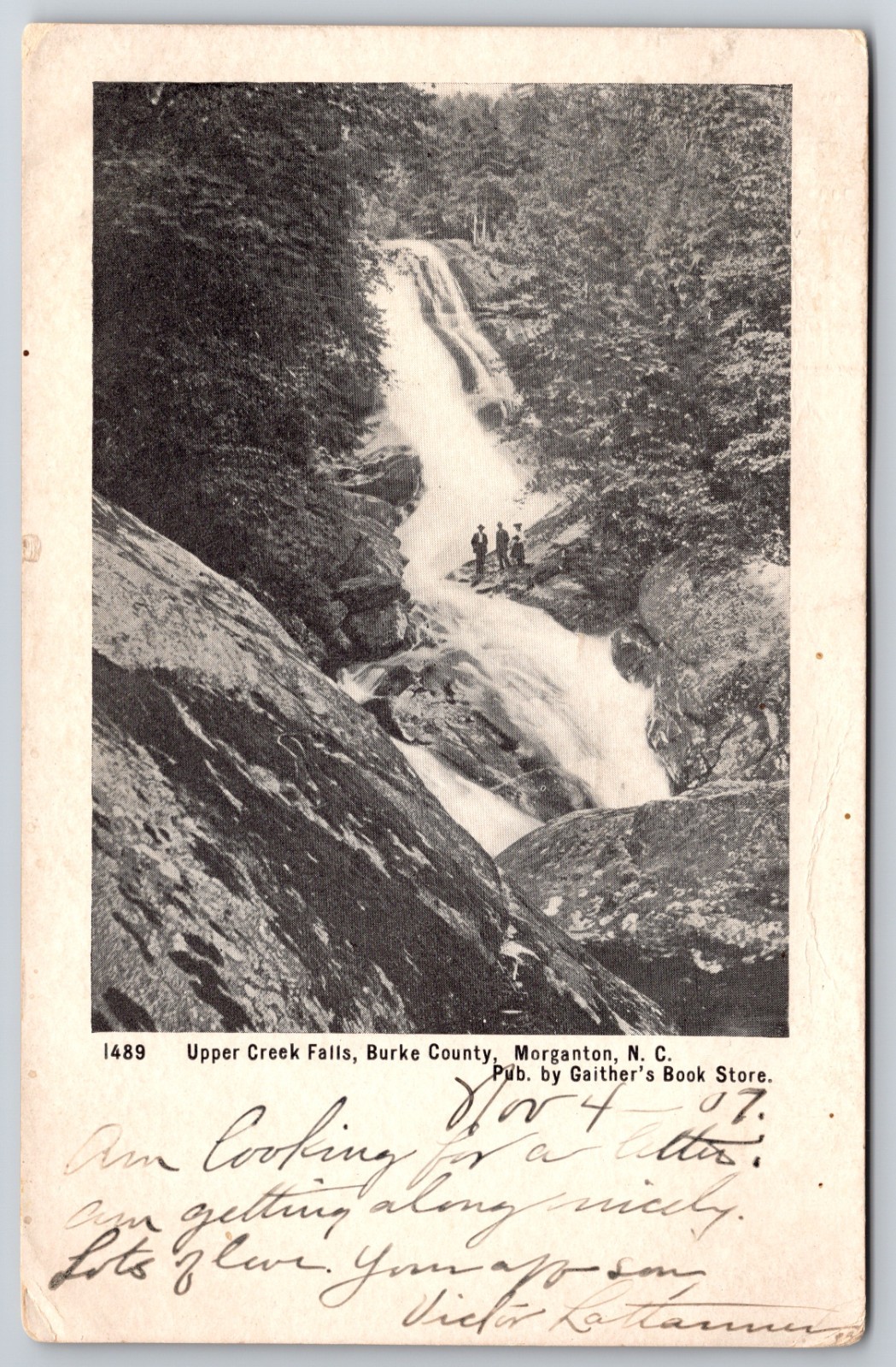 NC Morgantown Burke County Upper Creek Falls Photo c1907 Postcard