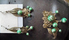Vintage Jade Jadeite Apple Imperial green art deco set earrings a pendant pin — photo 2
