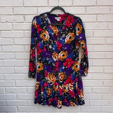 Vintage Express Compagnie Internacionale Floral Pleated Minidress Size Small