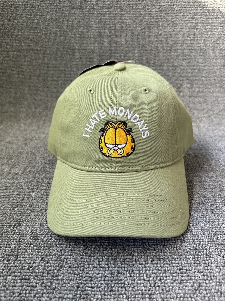 Garfield I Hate Mondays Dad Hat Strapback Olive Green Cap