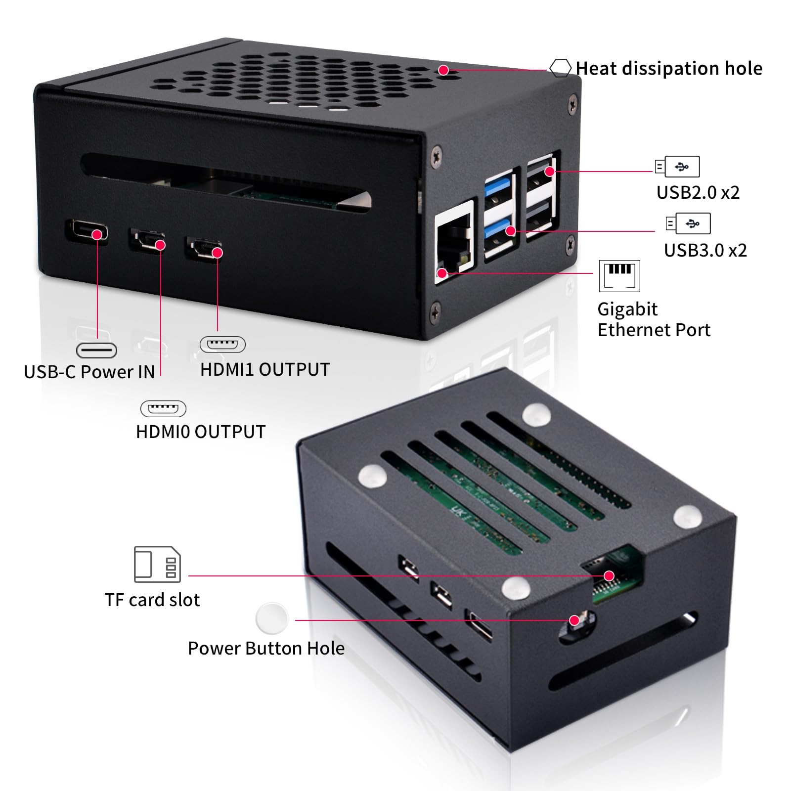 Boîtier Métal pour Raspberry Pi 5 avec Support SSD M.2 NVMe X1001