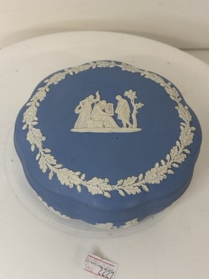Vintage Wedgwood Jasperware blau rund Waschtisch Kommode Schmuckschatulle