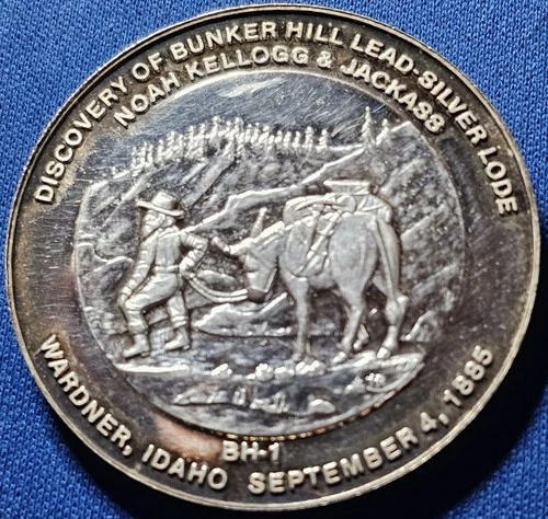 A Early 1981 Noah Kellogg & Jackass Discovery 1 Oz Silver Bunker Hill Round BH-1