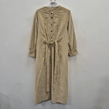 Toast Maxi Dress Uk 12 Brown Needlecord Tie Swing Shirt Corduroy Long Sleeve